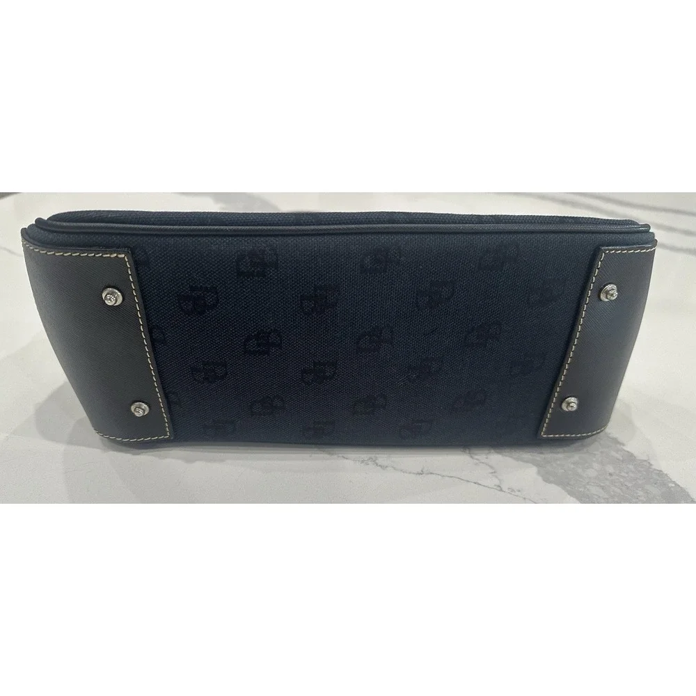 Dooney & Bourke Black SignatureCanvas Satchel Turn Lock Pink Lining Leather Trim